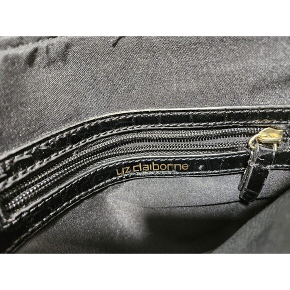 Liz Claiborne Women's Crossbody Bag Small Black Faux Leather Croc Textured - Picture 5 of 8